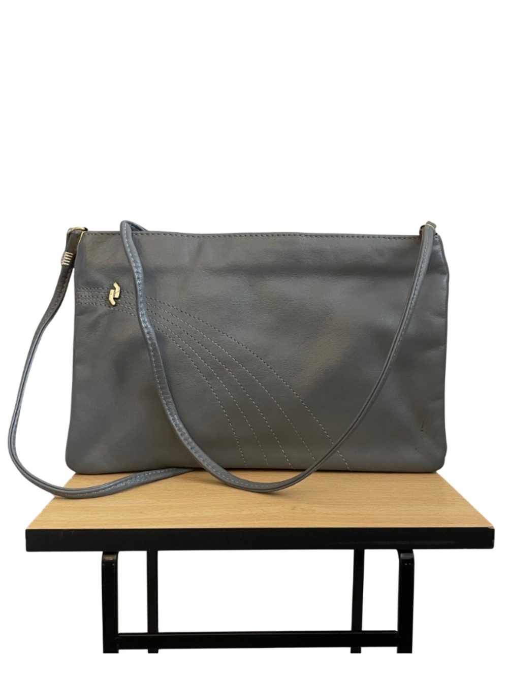 Vintage 80s Karnig Mann Grey Leather Handbag – Excellent Vintage Condition